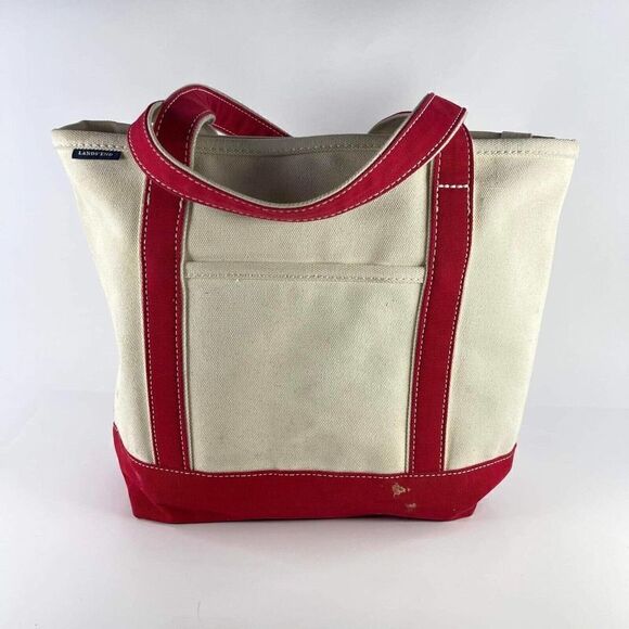 VTG Lands End boat and tote bag Red wreath Kids painting large Canvas Bag - Picture 2 of 10